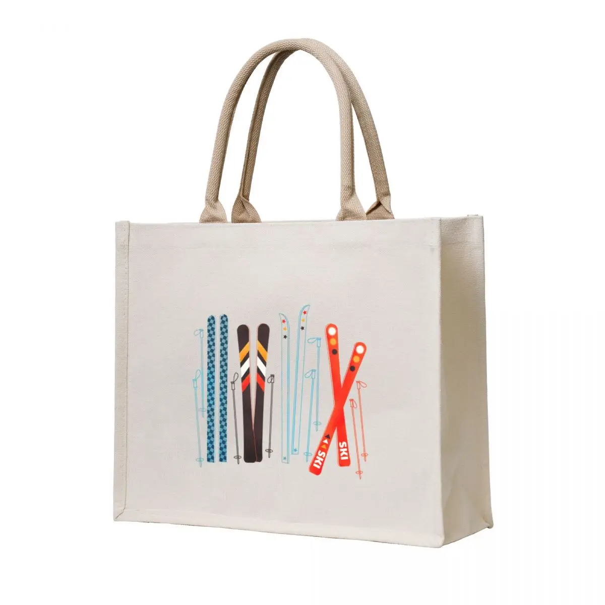 

Colorful Retro Ski Illustration Tote Bag female bag Shopper handbag personalized tote shopper bag women