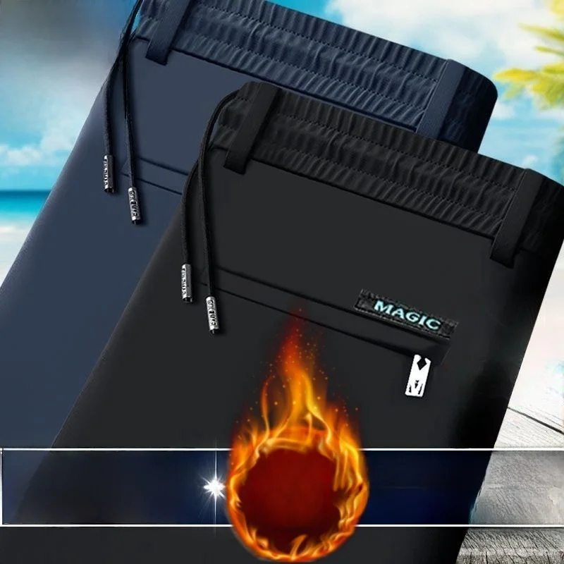 

Мужские повседневные прямые брюки на подкладке, спортивные брюки с эластичной резинкой на талии, свободные длинные брюки большого размера