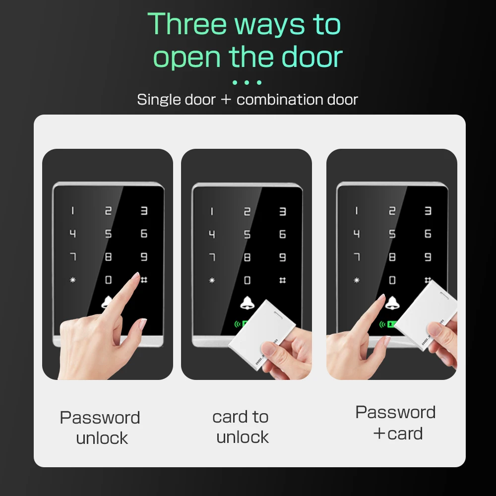 T2DC RFID التحكم في الوصول لوحة المفاتيح قارئ RFID 125Khz + 13.56Mhz Mi-fare جميع دعم شاشة تعمل باللمس الخلفية IP67 مقاوم للماء 1600 مستخدم #2