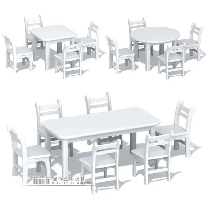 

Eco-friendly high quality, pure white children's desks, tables and chairs series. Solid wood tables. Round game tables and desks