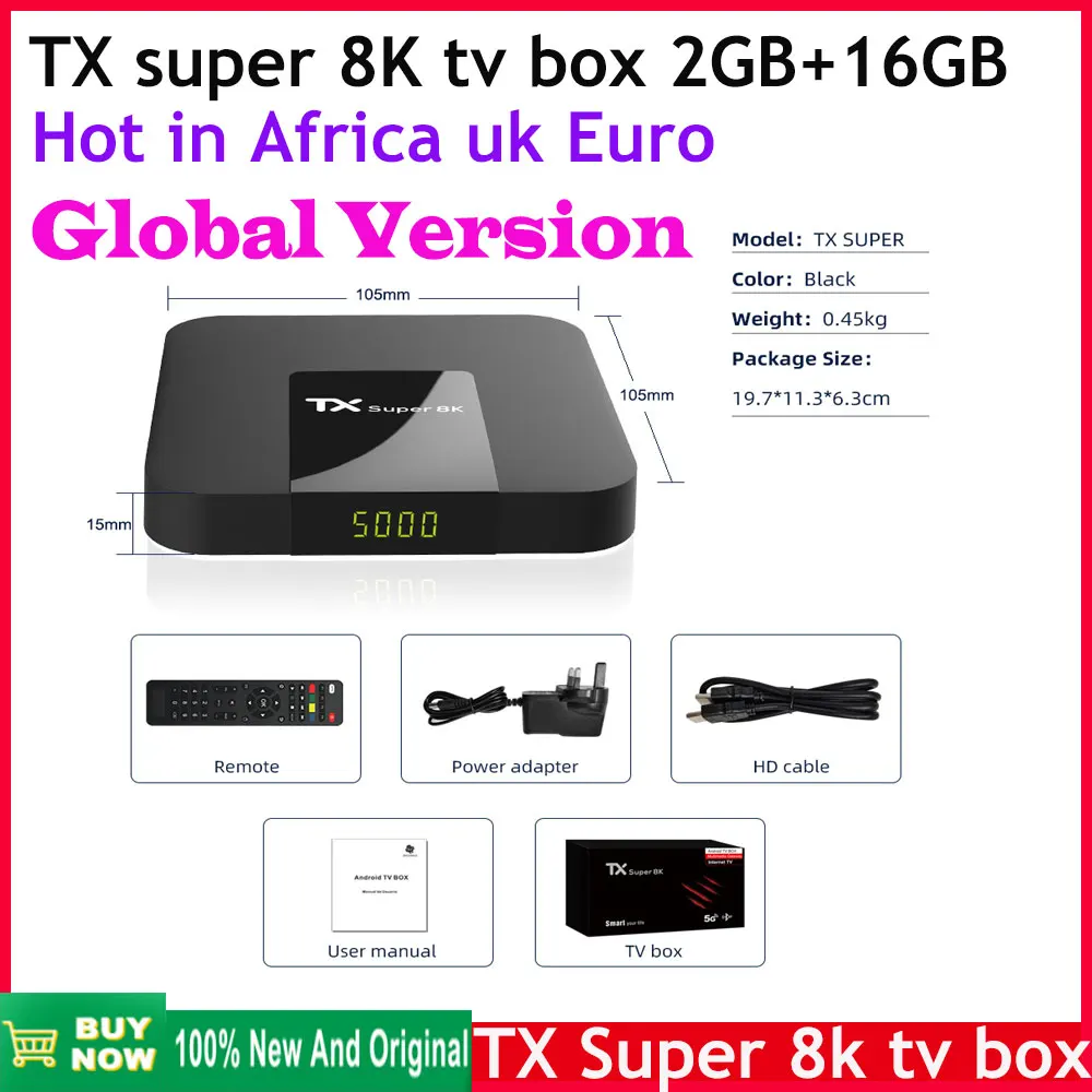 

[Genuine] Super value Android11 Smart TV Box TX Super 8K TV box Global Market version Media Player 2GB 16GB Wifi TV Set Top Box