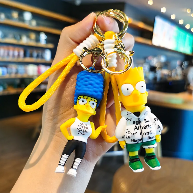

Simpson Cartoon Silicone Keychain Doll Cute Figurine Bag Keychain Small Accessory Wholesale Y2k Fashion Toys Anime Cartoon Frind