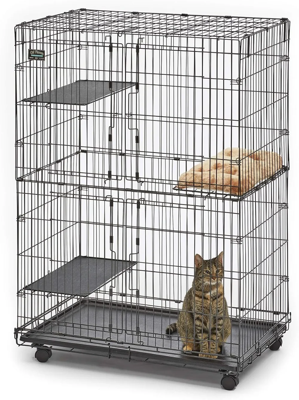 

MidWest Homes for Pets Cat Playpen / Cat Cage Includes 3 Adjustable Resting Platforms, Removable Leak-Proof Pan, Easy 2-Door Top