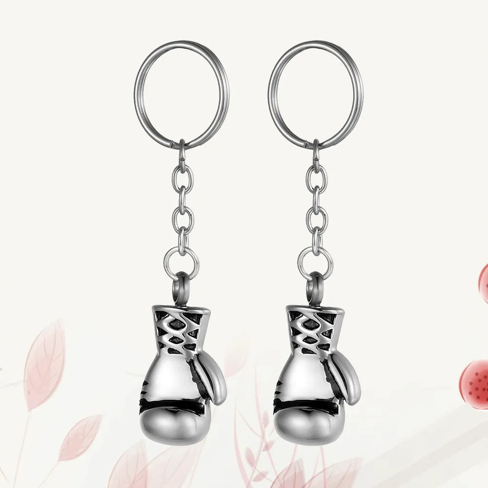2Pcs Boxing Gloves Keychain Metal Key Ring Tarnish Resistant Brushed Finish for Backpack Handbag Wallet Car Keys Gift