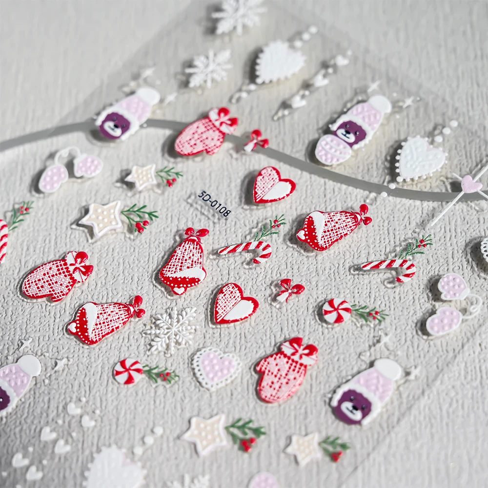 1Pcs Weihnachten Santa Claus 5D Nail art Aufkleber Cartoon Ekl/Schneeflocken/Schneemann/Kiefer Winter Slider Selbst-klebe Maniküre Declas