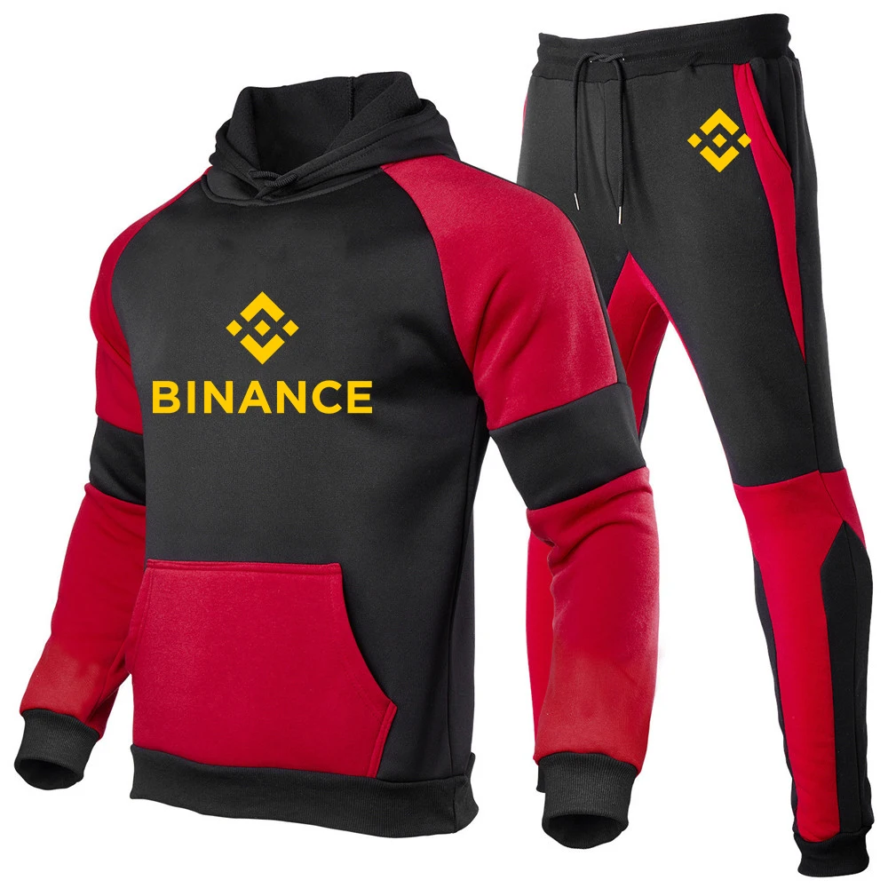 Binance Crypto 2024 New Men's Spring and Autumn Zipper Hoodies Sweatpant Harajuku Sports Gradient Color Comfortable Suit