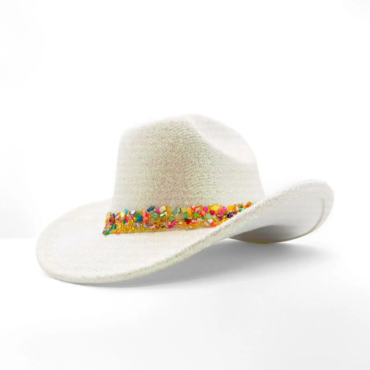 قبعة رعاة البقر من HongLuan Western Bride باللون الأبيض من حجر الراين للنساء - إكسسوارات رعاة البقر وقبعات راعية البقر الريفية للسيدات البالغات #3
