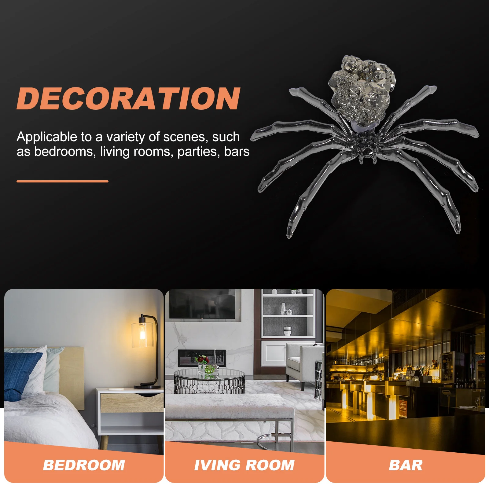 

Halloween Garden Decorations Outdoor Ornaments Spider Figurine Silver Large Spiders