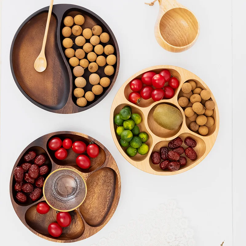 Dining Room and Hotel Household Beech Wood Five-compartment Plates Fruit and Snack Trays Snack Trays Tea and Snack Plates