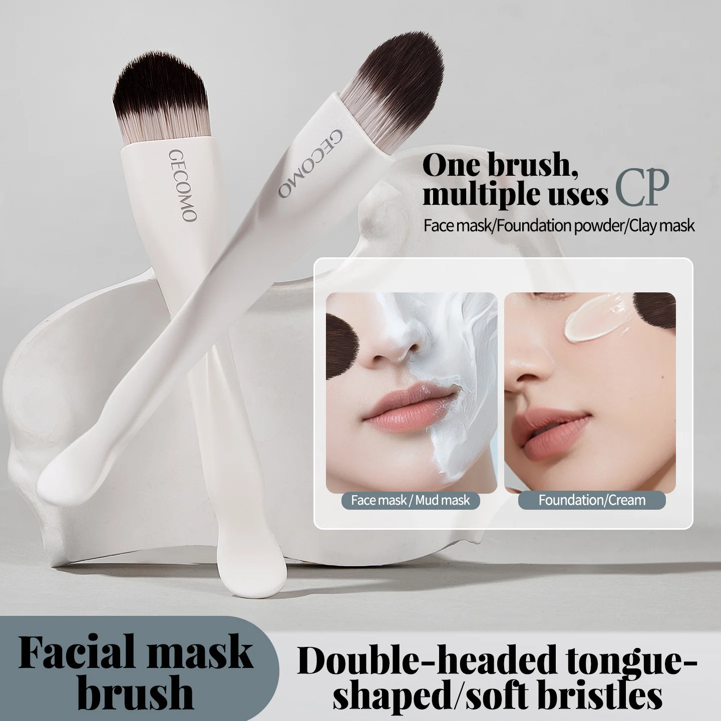 Lightweight Dual-use Foundation Mask Brush Soft Bristle Seamless Skin-friendly Makeup Applicator for Smooth Application