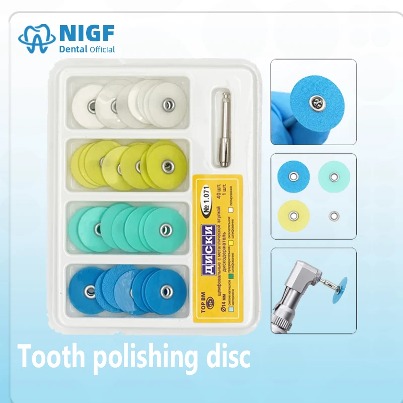 

NIGF 40/80pcs Dental Polishing Discs 4 Colors Gross Reduction Contouring Mandrel Stripes Set Dentist Tool Materials Teeth