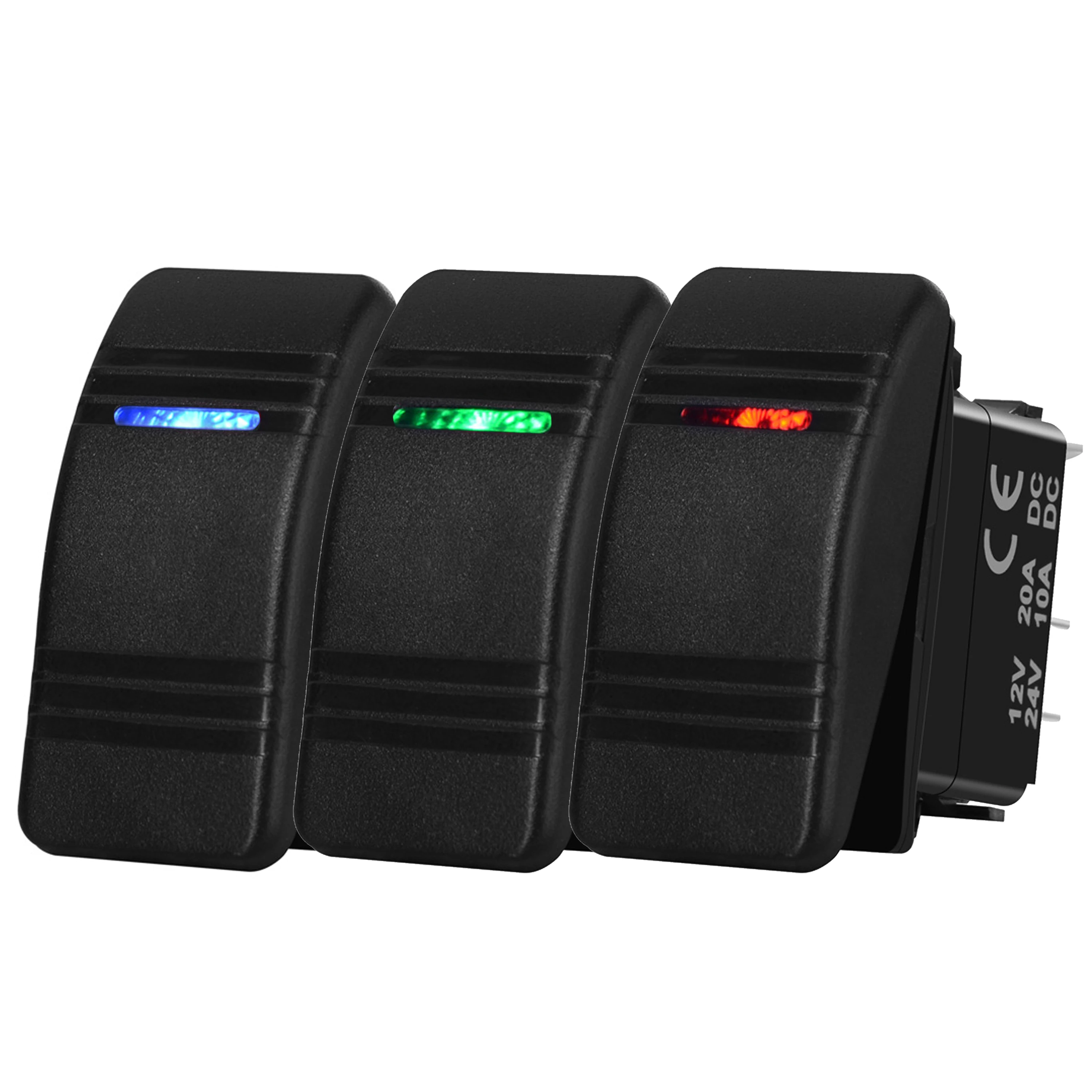 12 В, 20 А, светодиодный кулисный переключатель, 3-контактный SPST ON OFF, мгновенный (ON) OFF, водонепроницаемый тумблер IP67, световая панель для автомобиля, лодки, универсальный