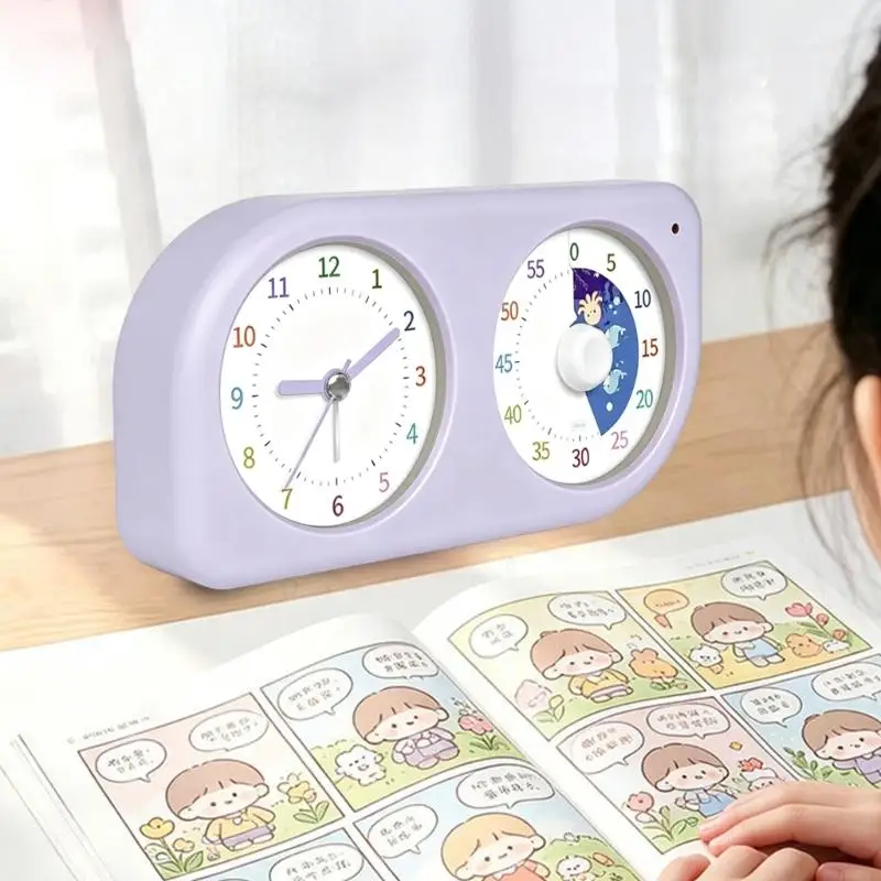 Desk Routine Clock with 60 Timing Window, Twist Set Control and Quiet Study Use for Students and Homework Blocks B03E