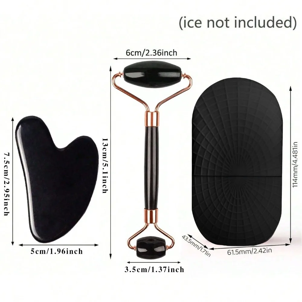 3PCS Ice Face Roller เครื่องนวดหน้า Gua Sha ชุด Face Lifting Contouring เครื่องมือนวดหน้า Roller Beauty Skin Care เครื่องมือ