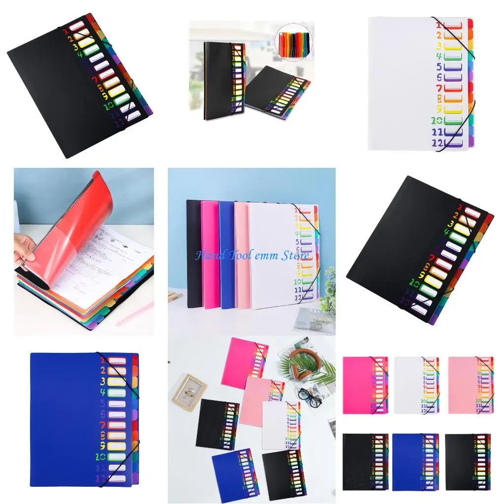 

Папка для документов А4 с 12 отделениями H37F Rainbow расширяющаяся портативная водостойкая
