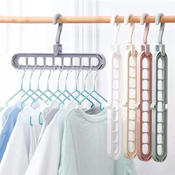 2Pcs/4Pcs Red&Green Multifunctional Foldable Reusable Hanger Storage Rack Nine Hole Plastic Hanger For Household Garments