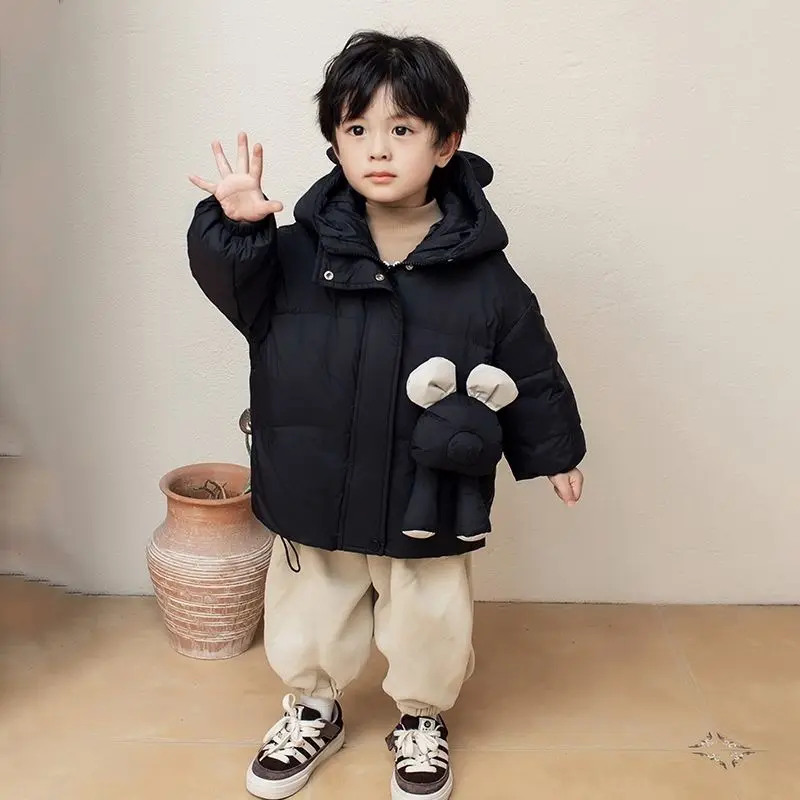 

2025 New Boys & Girls Toddler & Kids Short Heavyweight Cartoon Print Down Coat Warmth & Thermal Insulation Winter Coat