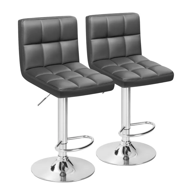 

Bar Stools Modern Pu Leather Swivel Adjustable Hydraulic Bar Stool Square Counter Height Stool Set of 2