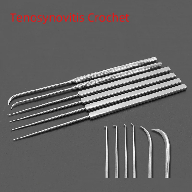 Stainless steel tenosynovitis crochet. Crochet knife with blade hook cutting orthopedic equipment tool tooth crochet.