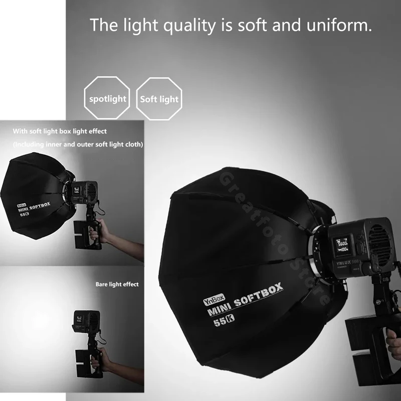 YONGNUO YNLUX100 Sâu Bát Giác Softbox 55CM Với Lưới Bowen Mount Cho Colbor CL60 Aputure Amaran 60x 200X 300d II sokani X100