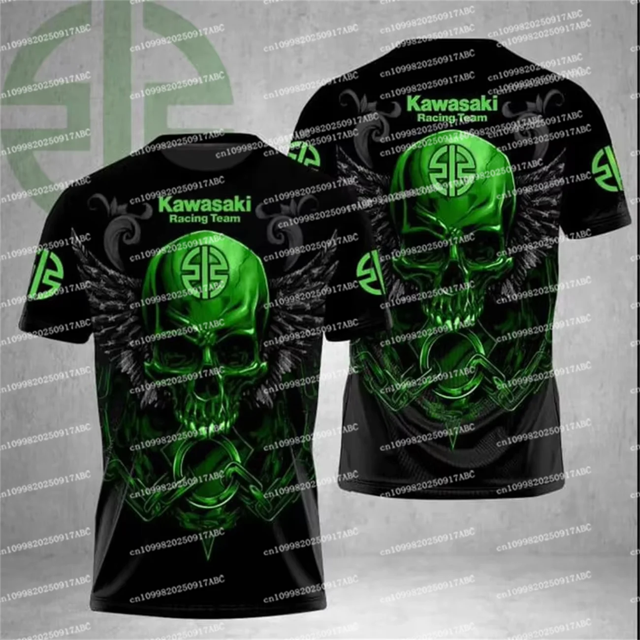 

（Kawasaki ）Summer Men's Tshirt Kawasaki T-Shirt Men Fashion Racing Team Motorcycle Kawasaki Logo 3D Print Breathable T-shirt