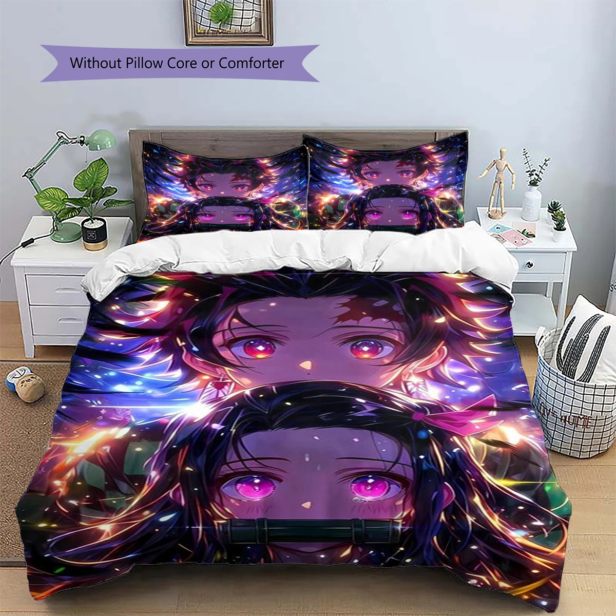 Demon Slayer Anime Fan Gift Patterned Duvet Cover Set & Pillowcase Daily Use Bedding Ornament Nice -xia16