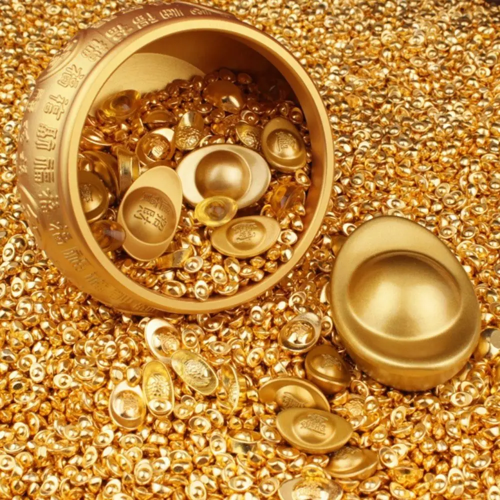 100PCS Gold Mini Gold Dollars Attract Wealth Luck Charms Miniature Gold Ingots Handicrafts Photo Props Dollhouse Accessories