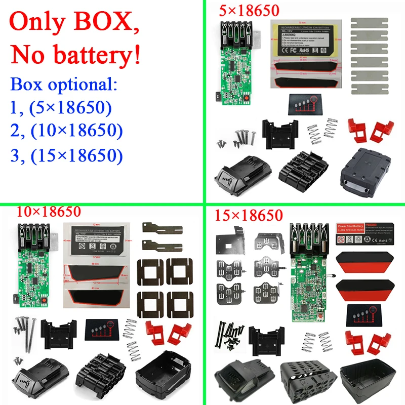 M18 Li-ion Battery Plastic Case PCB Charging Circuit Board Shell For Milwaukee 18V 3Ah 6Ah 9Ah Housings Sticker Label