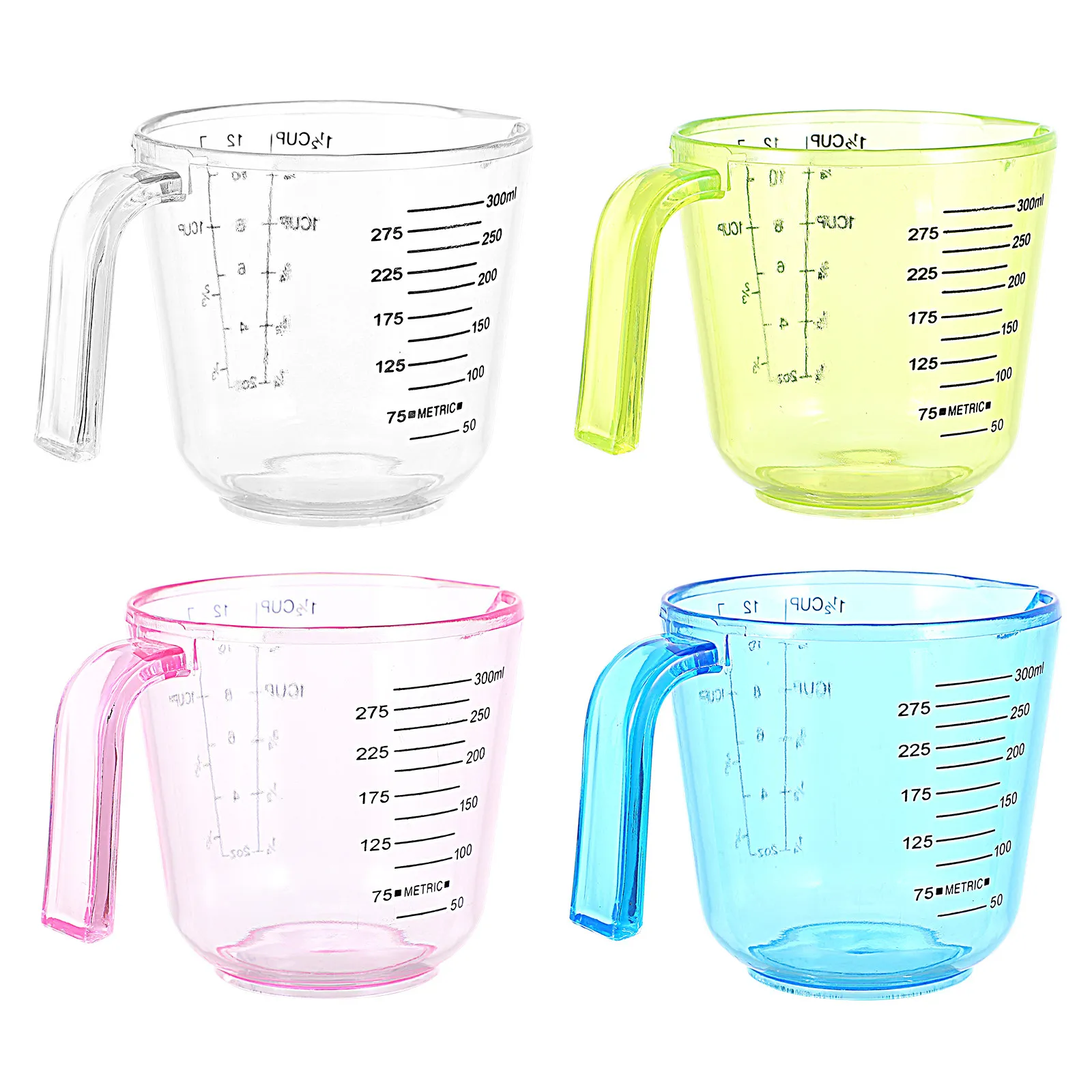 

4Pcs 300Ml Measuring Cups with Scale Plastic Graduated Beakers for Liquid Measurement Transparent Measuring Pitcher Laboratory
