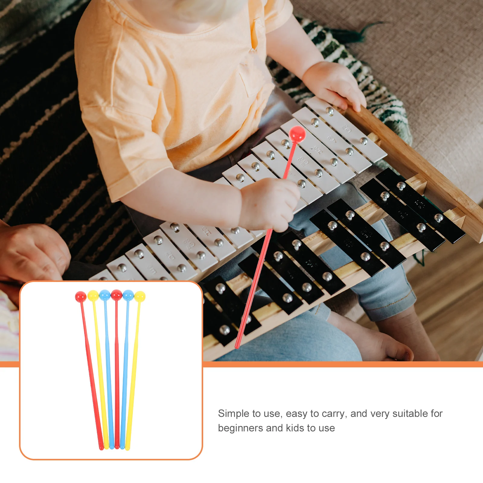 

3 Pairs Multicolor Drum Sticks Shaped Drumstick Steel Percussion Accessory Mallet Hammer Instrument Wood Mallets Music Baby