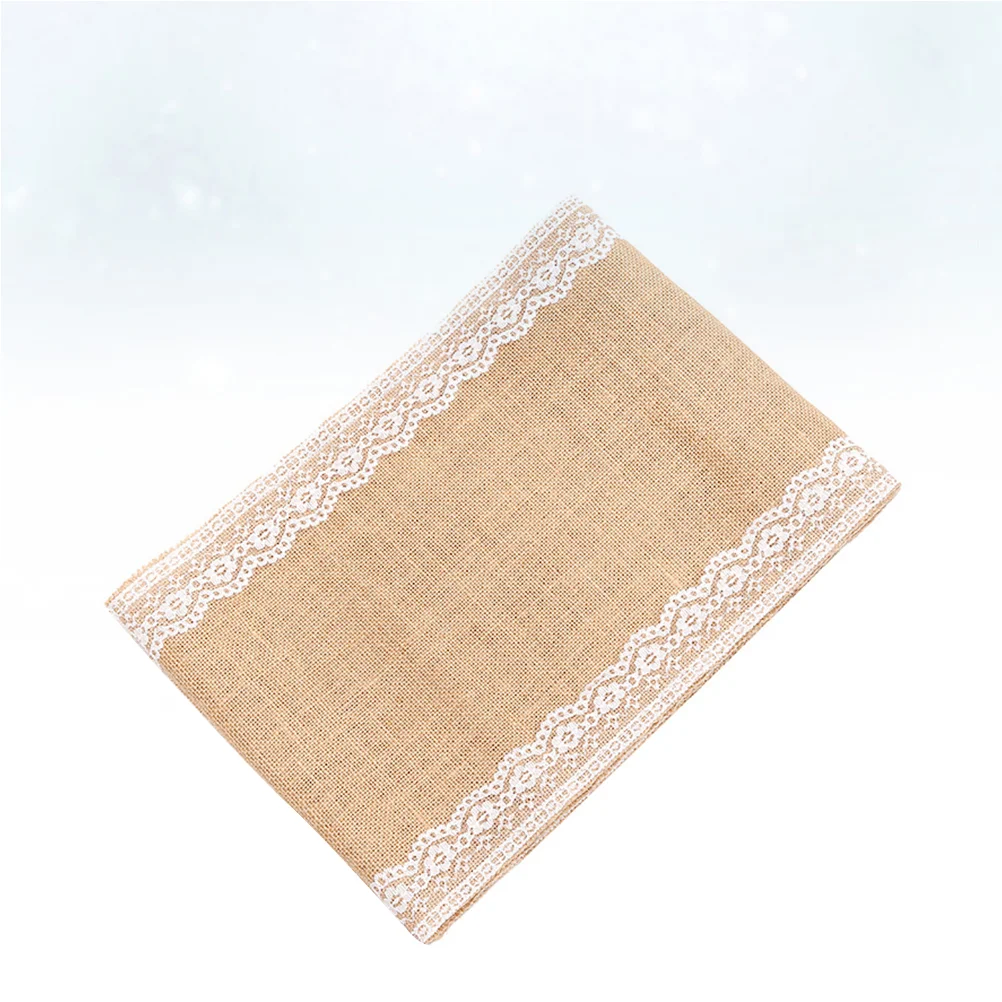 DIY Table Cloth Lace Jute Table Cover Party Desk Cover Handmade Craft for Wedding (30x275cm) lace tablecloth