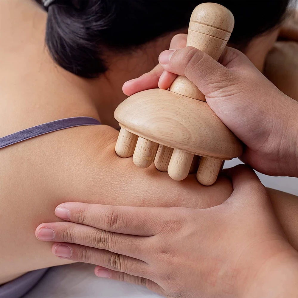 Herramientas de masaje de terapia de madera, masajeador de setas de madera, drenaje linfático anticelulítico, herramientas de taza de masaje para moldear el cuerpo completo