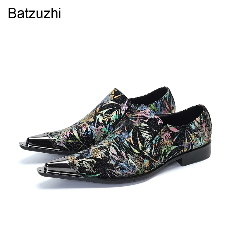 

Batzuzhi New Arrival Men's Shoes Fashion Metal Tip Leather Dress Shoes Men Slip On Business, Party& Wedding Zapatos Hombre!38-46