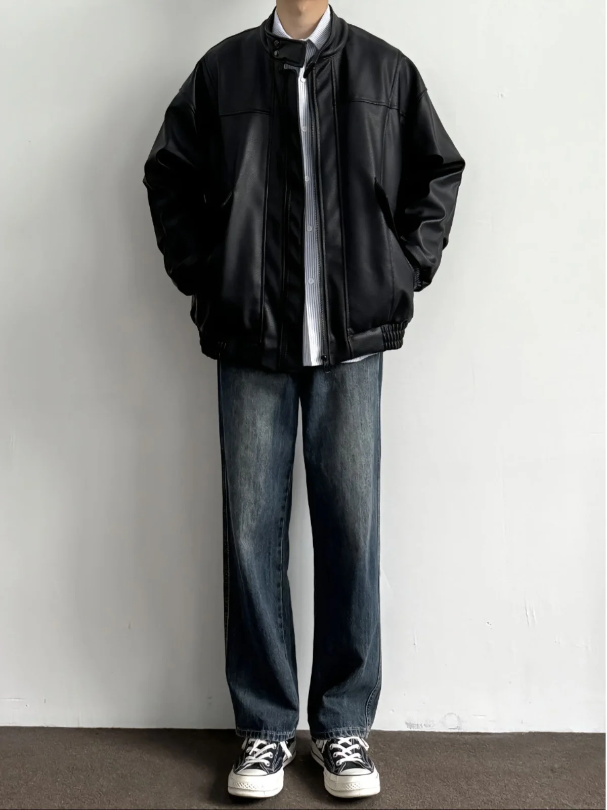 

Мужские джинсы прямого кроя с подкладкой, синие, в стиле ретро, широкие брюки для работы, осенне-зимние, модные, стройнящие, в американском стиле