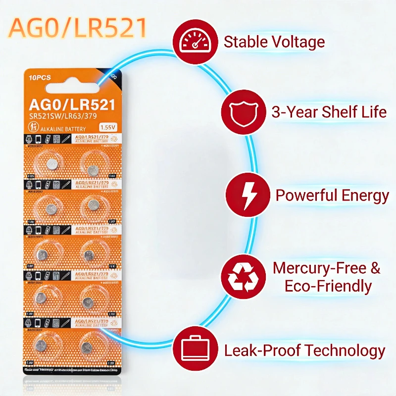 

Capacity AG0 SR521SW Watch Electronic LR63 379 Button Battery LR521 Quartz Watch Applicable Genuine Product