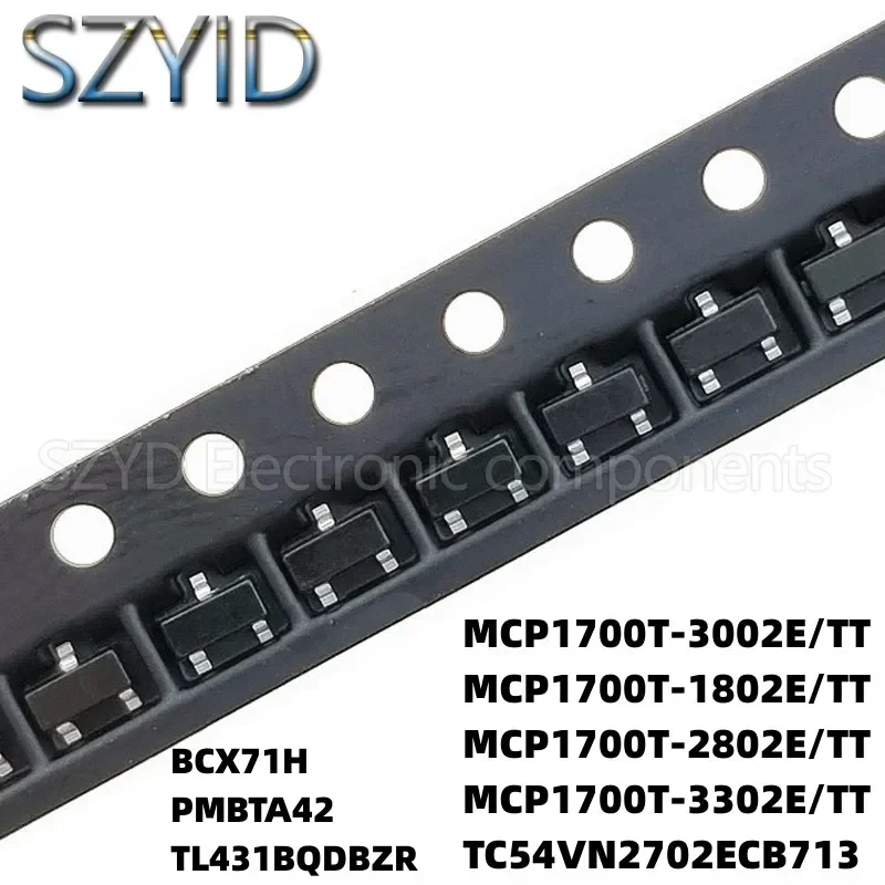 100PCS SOT23 BCX71H PMBTA42 TL431BQDBZR  MCP1700T-2802E MCP1700T-3302E/TT