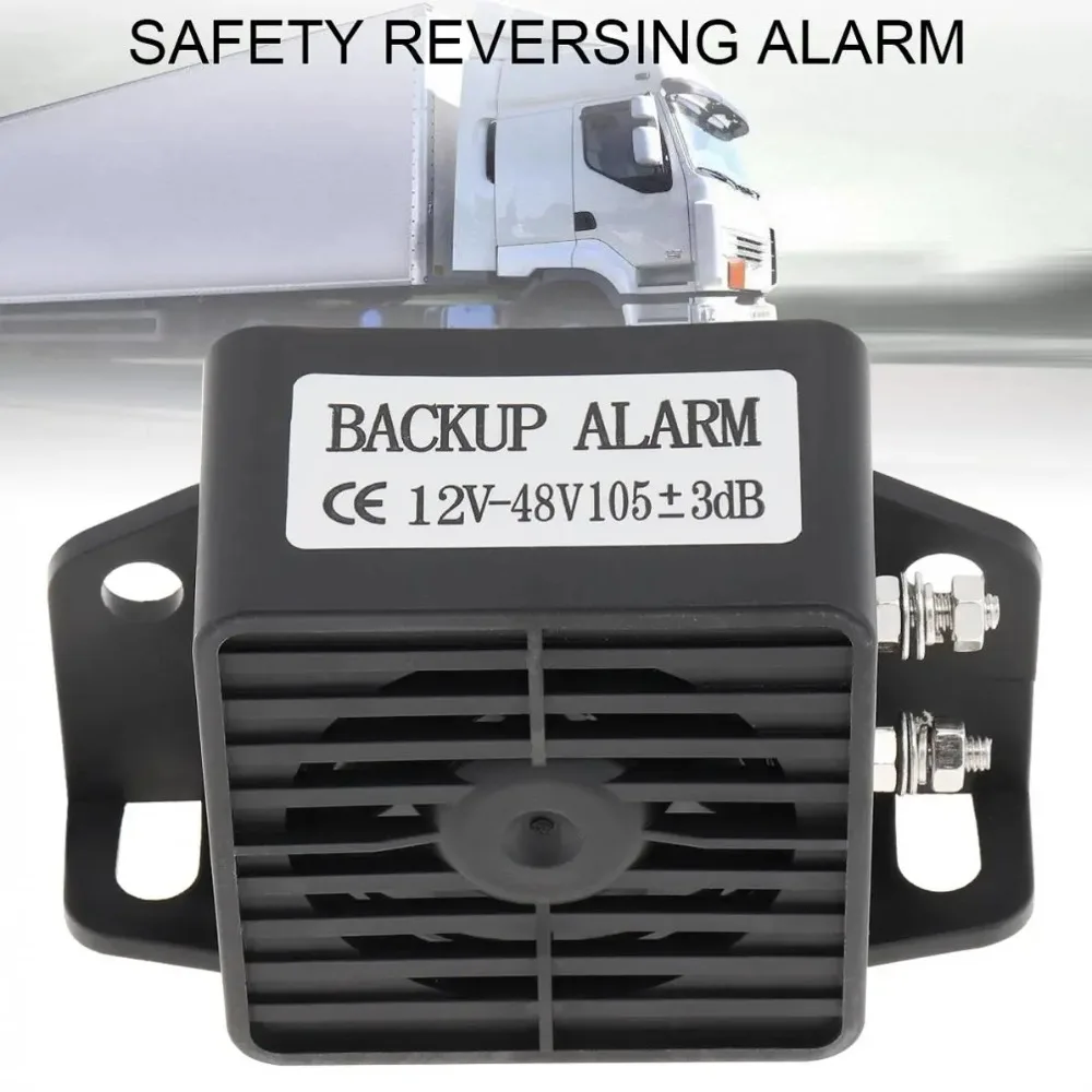 12V-48V 12-80V 105dB Black Back up Alarm Horn Speaker Reverse Accessories Auto Warning Waterproof Fit for Motorcycle Car Vehicle