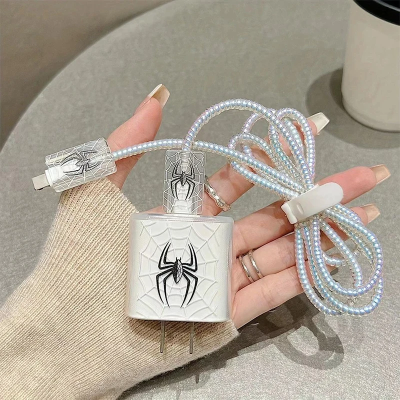 

Charger Protectors Cover Ins Spider Butterfly Charger Case Anti-Breaking Cable Winder For IP 18/20w Charger For IPhone12 13 14