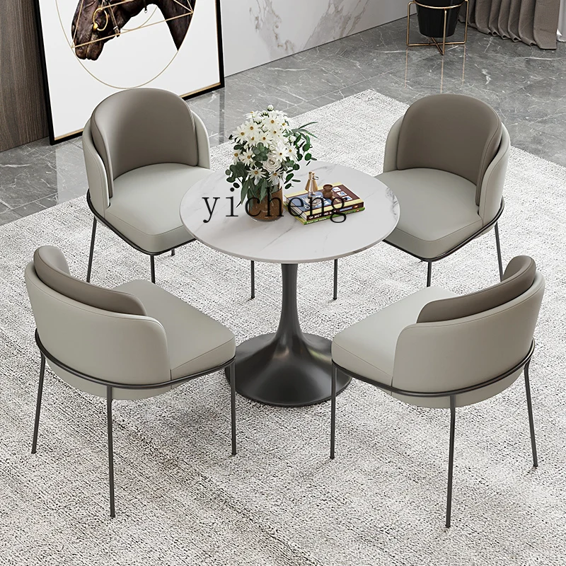 Light Luxury Sales Office Negotiation Table and Chair Combination Simple Leisure Reception Area Small round Table