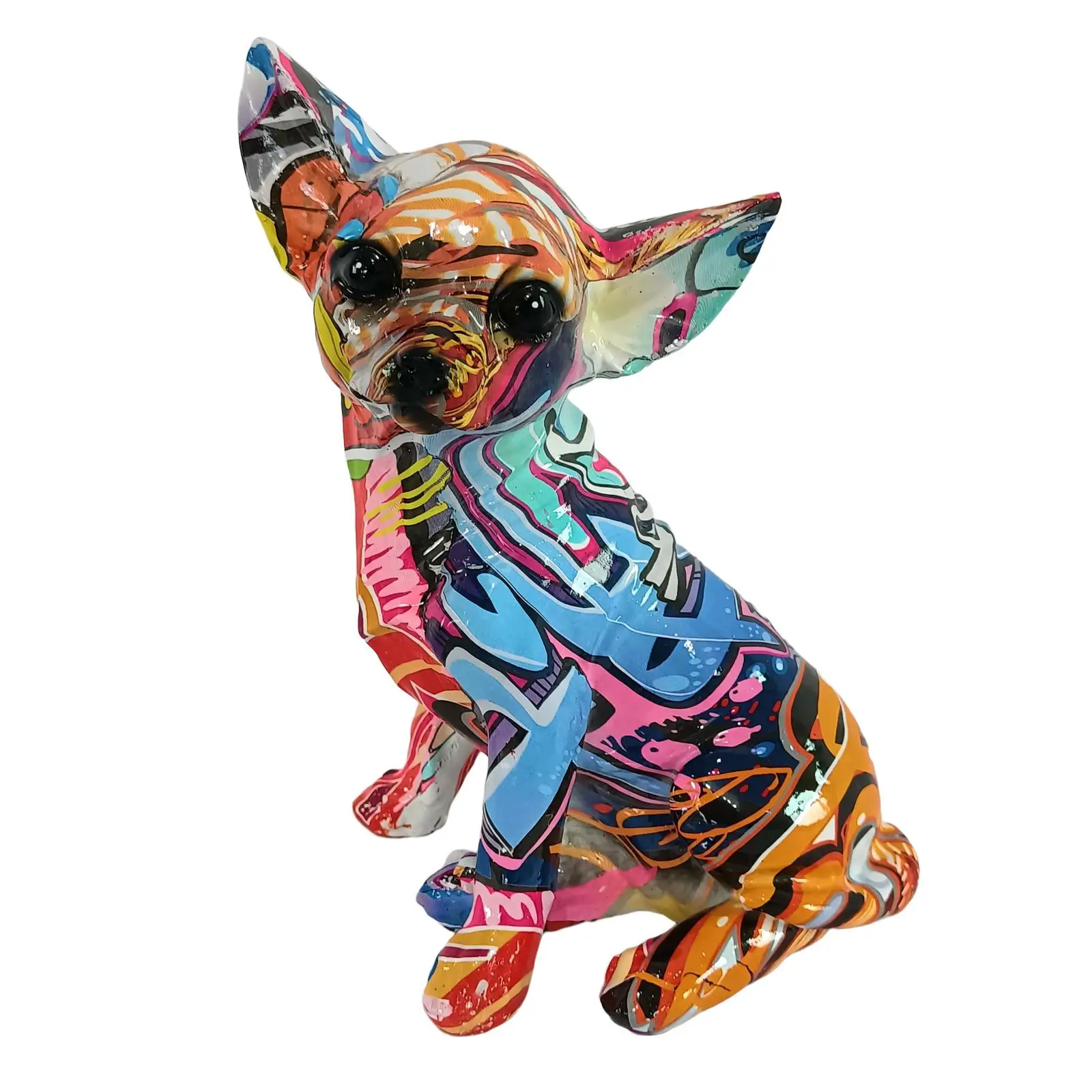 Chihuahua Statue Multicolored Resin Crafts Dog Sculpture for Desktop Space