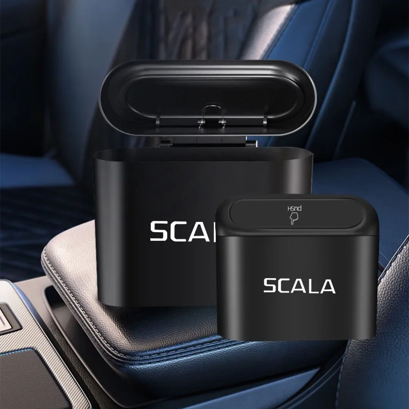 

Car Trash Bin Hanging Vehicle Garbage Dust Case Storage Box Plastic Pressing Square Trash Can for SKODA SCALA Auto Supplies