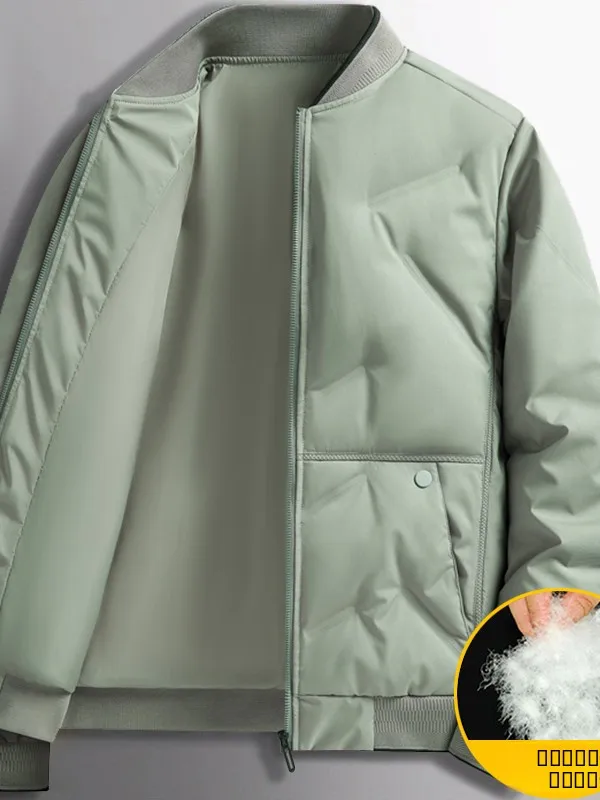 

Pierre Cardin Men's Thiened Du down Jaet Stand Collar Baseball Sle Faionable ort Coat Warm Windproof Polyester Fiber