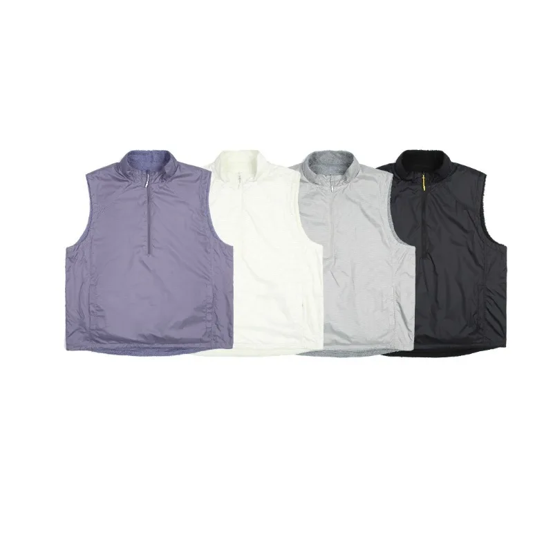 gilet-chaud-reversible-unisexe-col-montant-a-demi-zip-sans-manches-gilet-d'exterieur-reversible-randonnee-trajets-quotidiens-automne-hiver