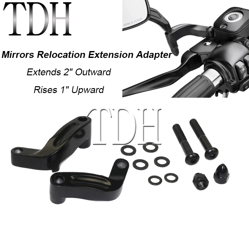 Motorcycle Mirror Relocation Extension Adapter Adaptor Kit For Harley Fatboy 114 FXDR FXDF FXDB Aluminum Mirror Relocation Mount