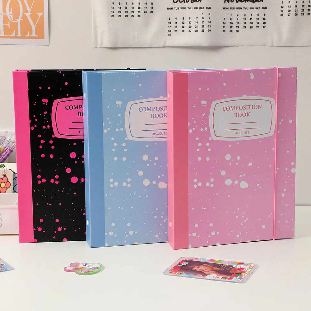 MINKYS New Arrival Kawaii Splash-ink A5 Binder Kpop Photocard Collect Book With 10pcs Sleeves Bag Photo Album Stationery