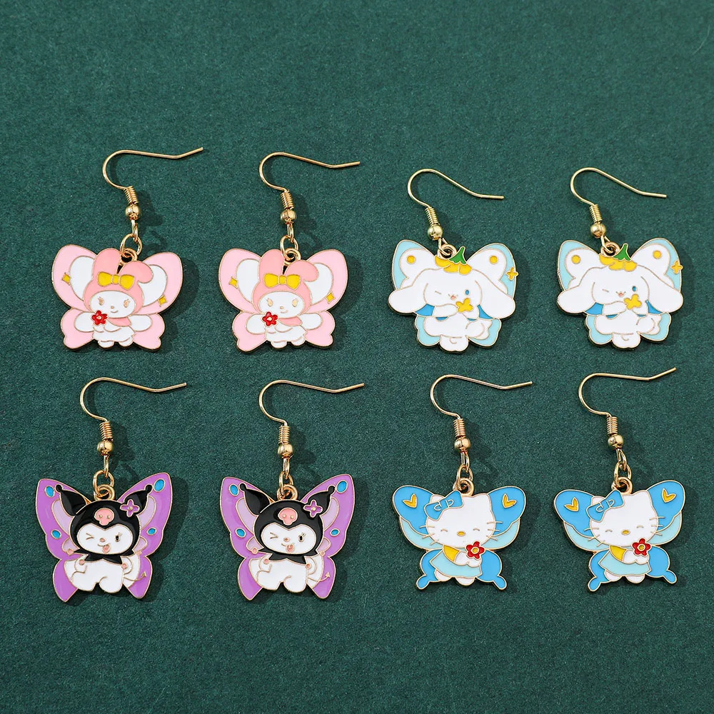 Anime Hello Kitty Metal Enamel Earrings Fashion Exquisite Pendent Earring Jewelry Accessories Kawaii Gifts Exquisite Collection