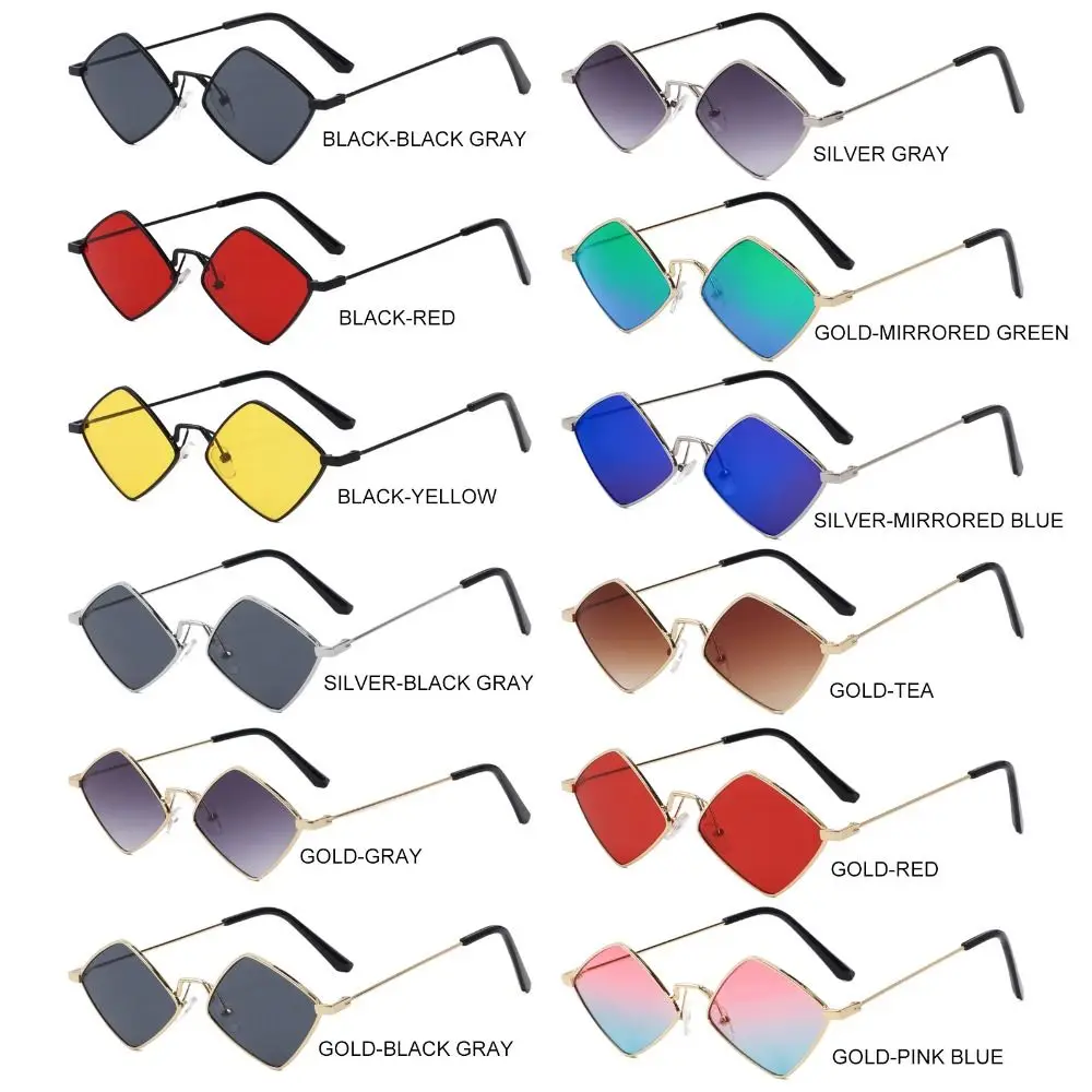 Gafas de sol con forma de diamante para hombre y mujer, película de protección UV de Metal pequeña Vintage