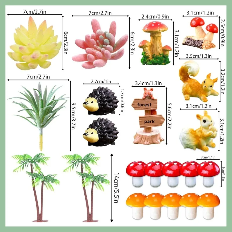 22pcs Squirrel Cake Topper Hedgehog Cake Decoration Woodland Birthday Party Favors Woodland Baby Shower Decorations