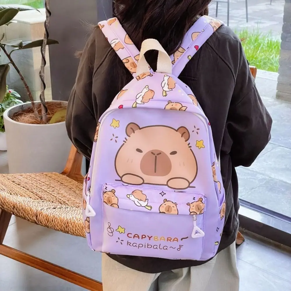 Sac à Dos en Nylon Capybara de Grande Capacité, Cartable de Maternelle, Coloré, observateur, Voyage pour Enfants