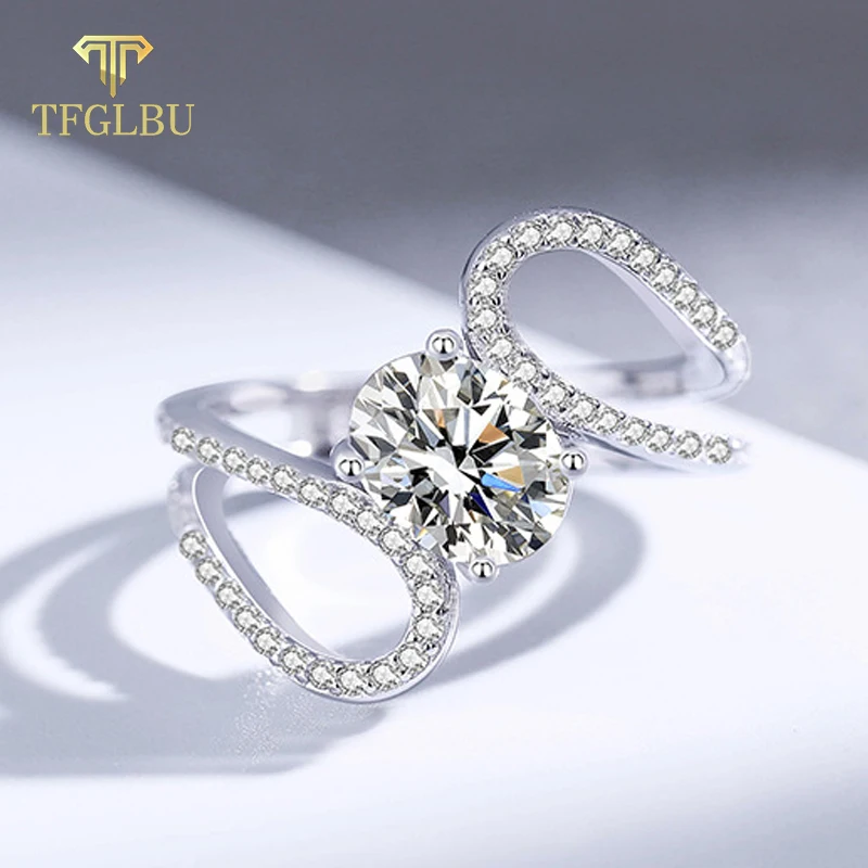 TFGLBU New 6*8mm 1.5CT Pass Test Oval Cut Moissanite 925 Sterling Sliver Ring for Women Trendy Elegant Band Original GRA Jewelry